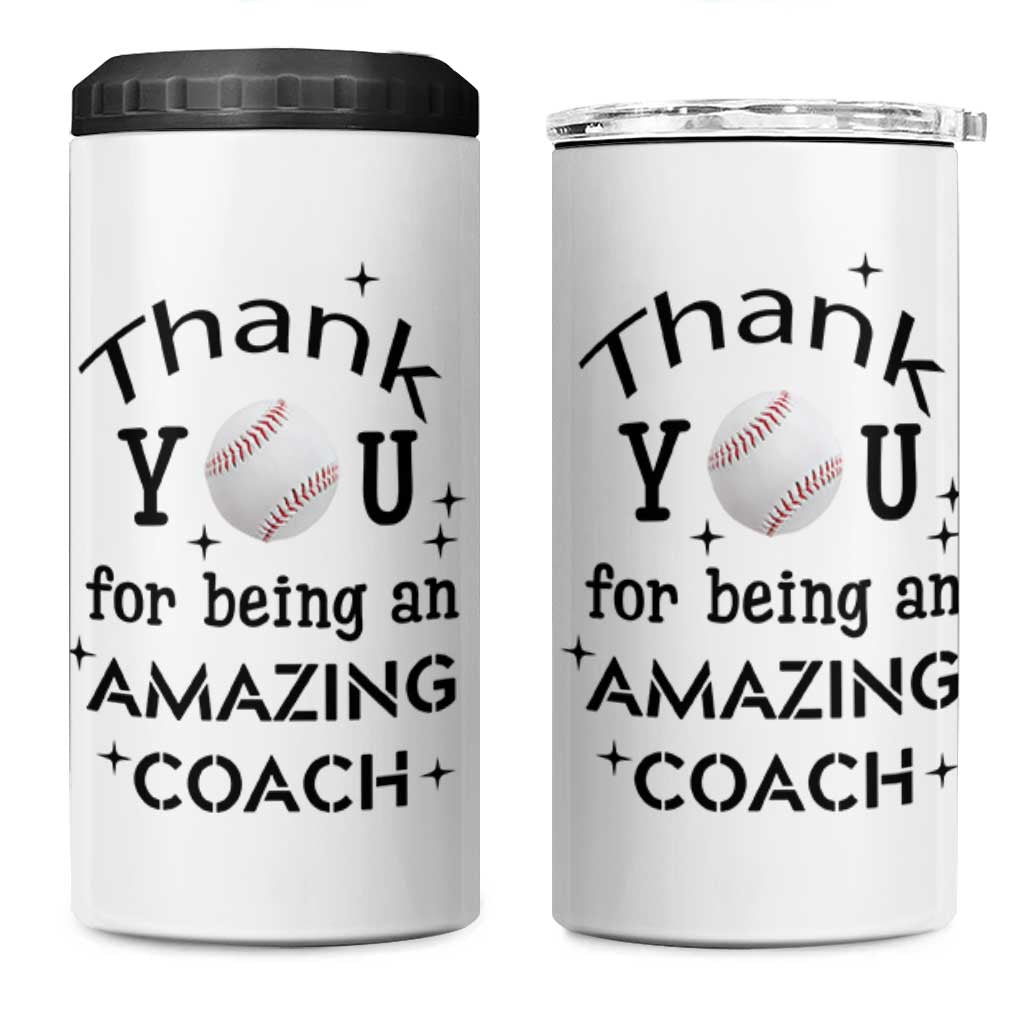 Baseball Coach Gifts 4 in 1 Can Cooler Tumbler Thank You Coaches Appreciation Retirement Gift