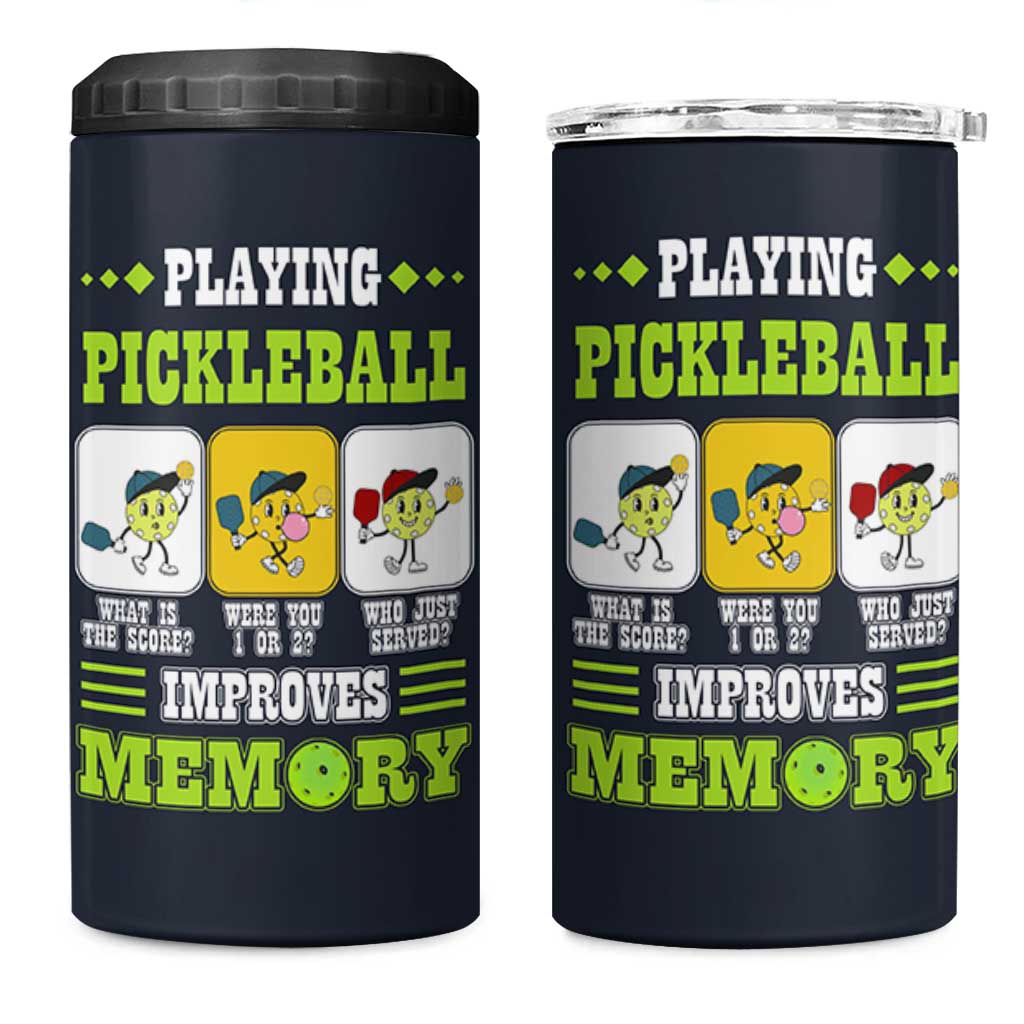 Playing Pickleball Improves Memory 4 in 1 Can Cooler Tumbler Gift for Pickle Ball Lovers Pickleballs Coach Player