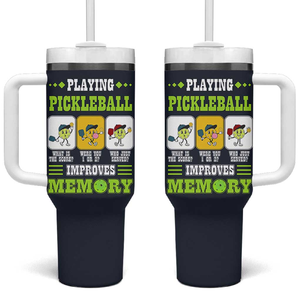 Playing Pickleball Improves Memory Tumbler With Handle Gift for Pickle Ball Lovers Pickleballs Coach Player