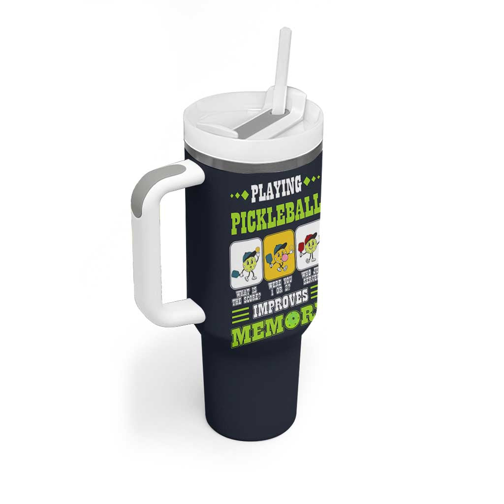 Playing Pickleball Improves Memory Tumbler With Handle Gift for Pickle Ball Lovers Pickleballs Coach Player