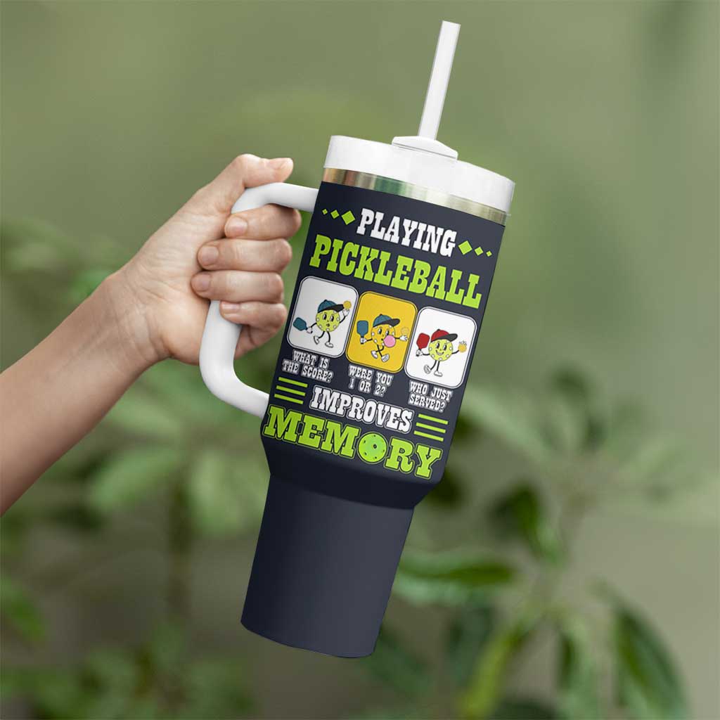 Playing Pickleball Improves Memory Tumbler With Handle Gift for Pickle Ball Lovers Pickleballs Coach Player