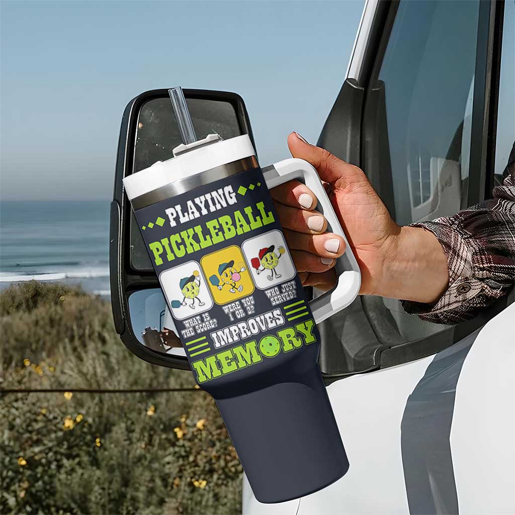 Playing Pickleball Improves Memory Tumbler With Handle Gift for Pickle Ball Lovers Pickleballs Coach Player