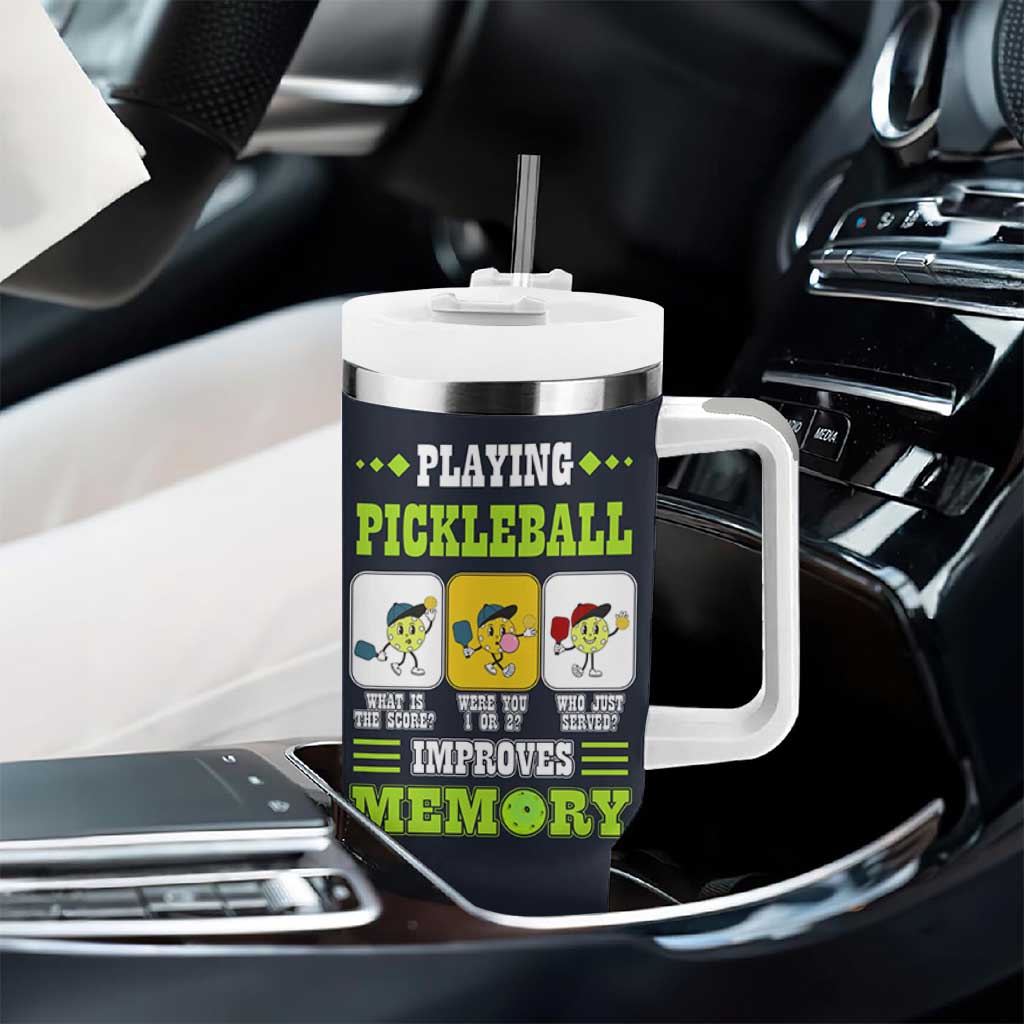 Playing Pickleball Improves Memory Tumbler With Handle Gift for Pickle Ball Lovers Pickleballs Coach Player