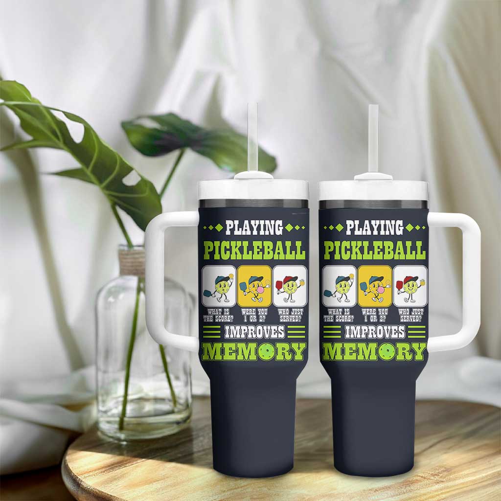 Playing Pickleball Improves Memory Tumbler With Handle Gift for Pickle Ball Lovers Pickleballs Coach Player