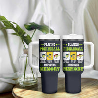 Playing Pickleball Improves Memory Tumbler With Handle Gift for Pickle Ball Lovers Pickleballs Coach Player