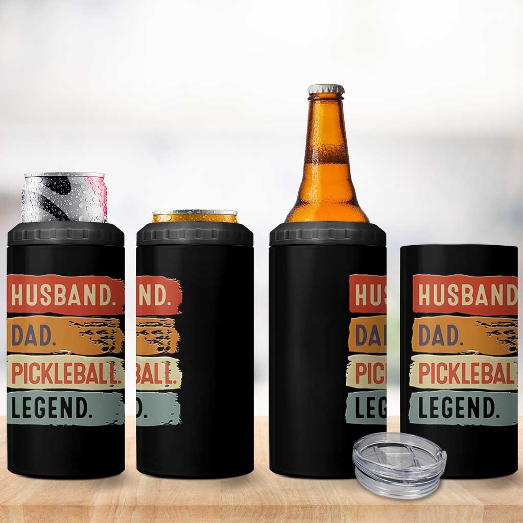 Husband Dad Pickleball Legend 4 in 1 Can Cooler Tumbler Retro Pickleball Gift for Him Fathers Day