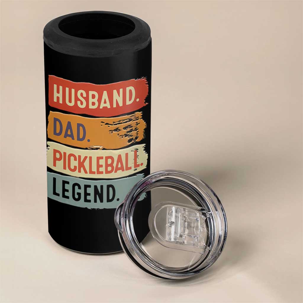 Husband Dad Pickleball Legend 4 in 1 Can Cooler Tumbler Retro Pickleball Gift for Him Fathers Day