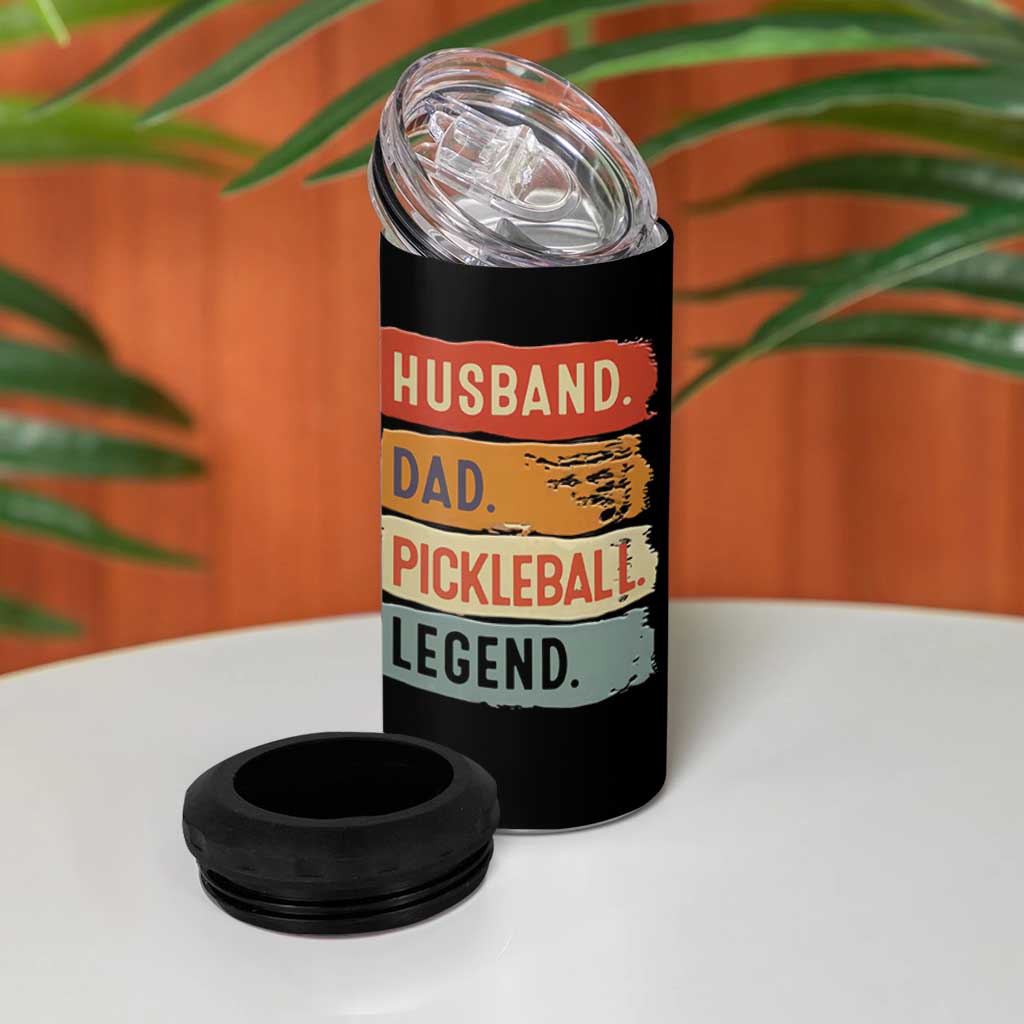 Husband Dad Pickleball Legend 4 in 1 Can Cooler Tumbler Retro Pickleball Gift for Him Fathers Day