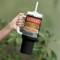 Husband Dad Pickleball Legend Tumbler With Handle Retro Pickleball Gift for Him Fathers Day