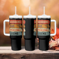 Husband Dad Pickleball Legend Tumbler With Handle Retro Pickleball Gift for Him Fathers Day
