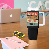 Husband Dad Pickleball Legend Tumbler With Handle Retro Pickleball Gift for Him Fathers Day