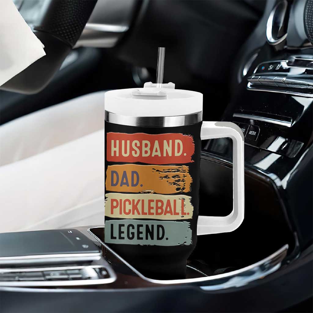 Husband Dad Pickleball Legend Tumbler With Handle Retro Pickleball Gift for Him Fathers Day