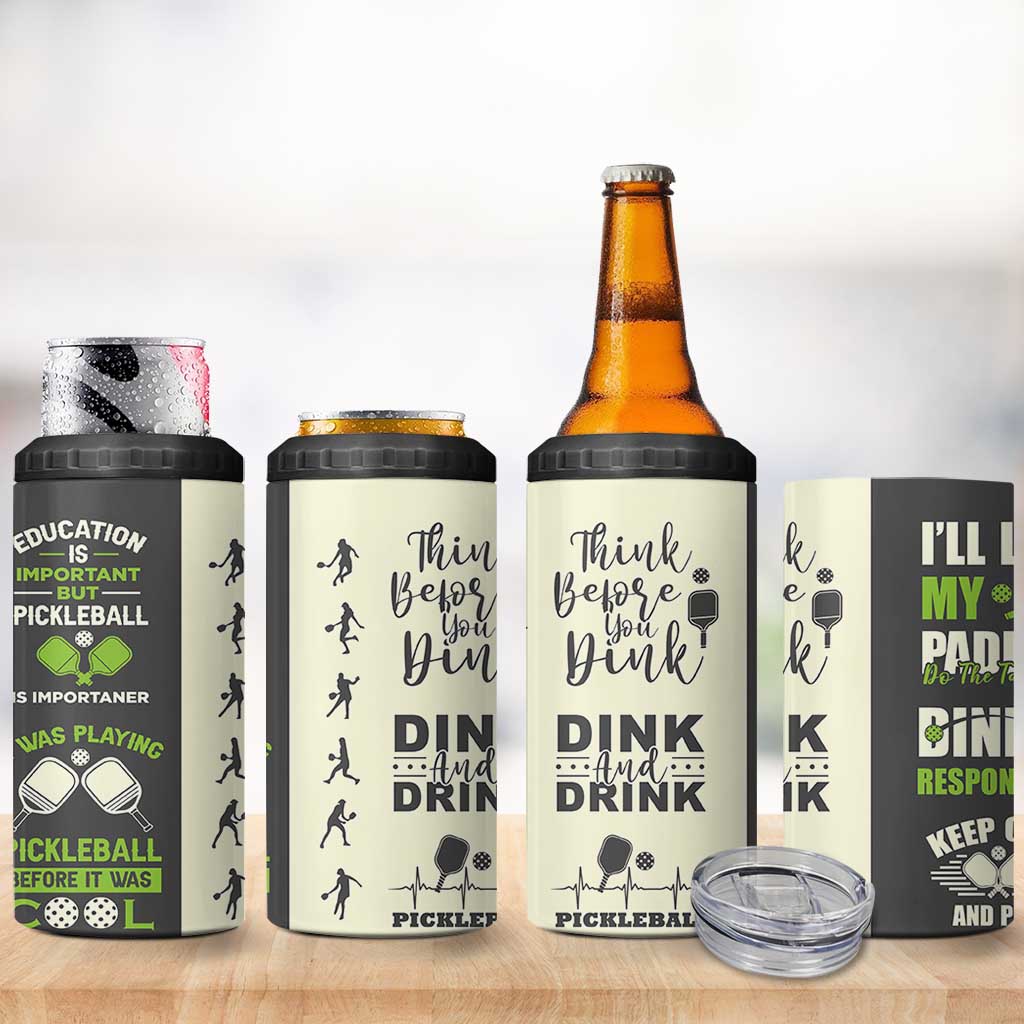 Pickleball 4 in 1 Can Cooler Tumbler Gift for Pickle Ball Lovers Pickleballs Coach Player