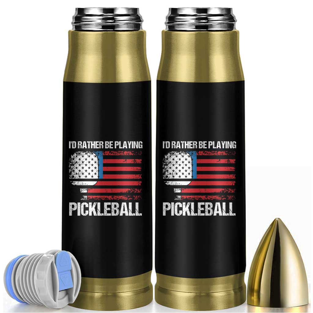 Funny Pickleball Player Bullet Tumbler US Flag Paddleball Lover