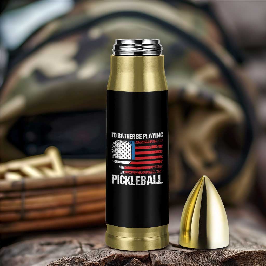 Funny Pickleball Player Bullet Tumbler US Flag Paddleball Lover