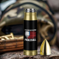 Funny Pickleball Player Bullet Tumbler US Flag Paddleball Lover