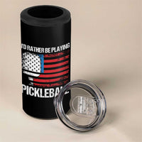 Funny Pickleball Player 4 in 1 Can Cooler Tumbler US Flag Paddleball Lover