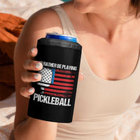 Funny Pickleball Player 4 in 1 Can Cooler Tumbler US Flag Paddleball Lover