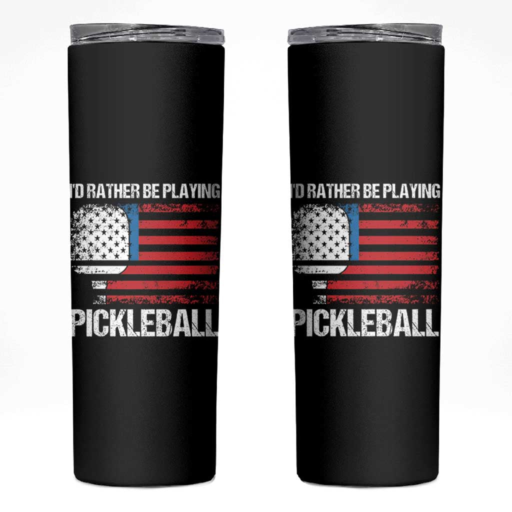 Funny Pickleball Player Skinny Tumbler US Flag Paddleball Lover