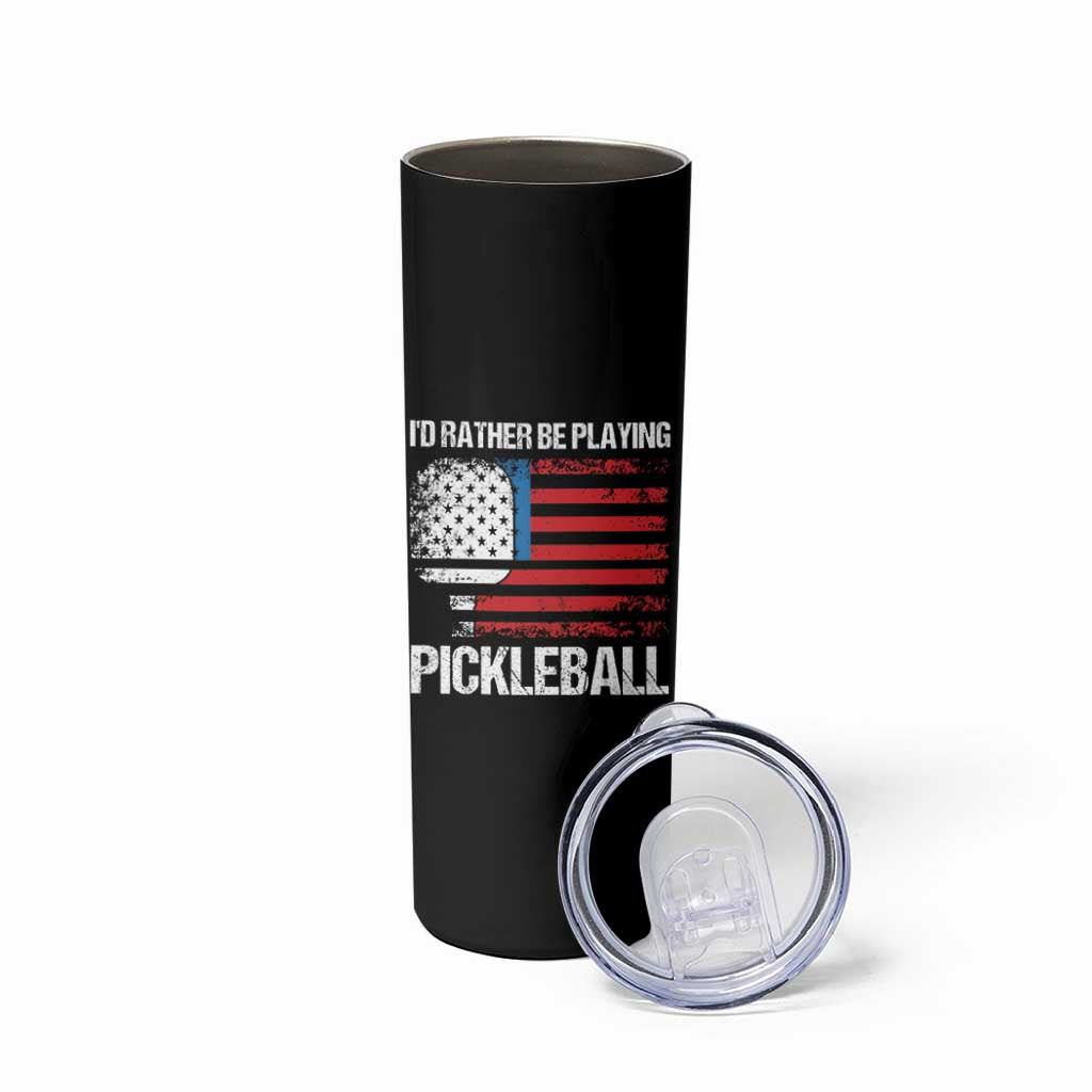 Funny Pickleball Player Skinny Tumbler US Flag Paddleball Lover