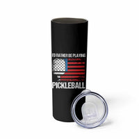 Funny Pickleball Player Skinny Tumbler US Flag Paddleball Lover