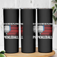 Funny Pickleball Player Skinny Tumbler US Flag Paddleball Lover