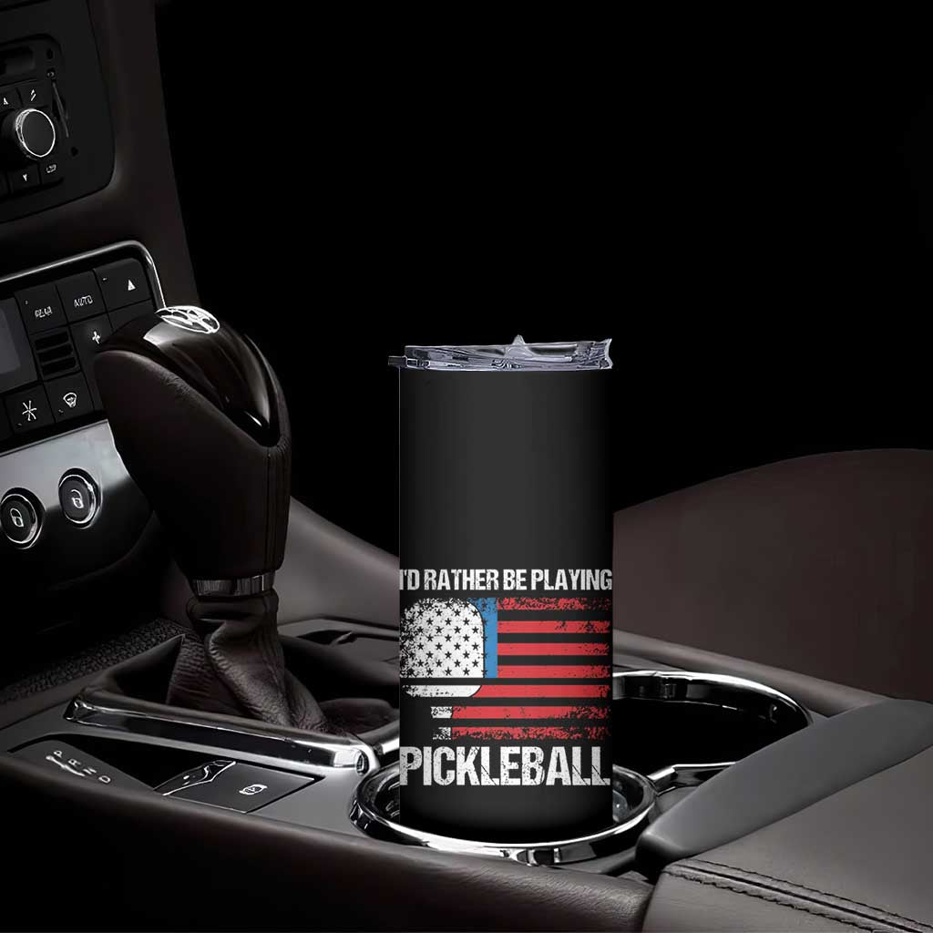 Funny Pickleball Player Skinny Tumbler US Flag Paddleball Lover