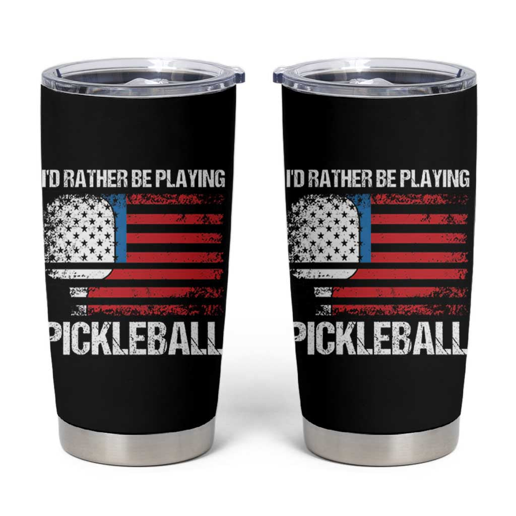 Funny Pickleball Player Tumbler Cup US Flag Paddleball Lover