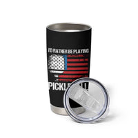 Funny Pickleball Player Tumbler Cup US Flag Paddleball Lover