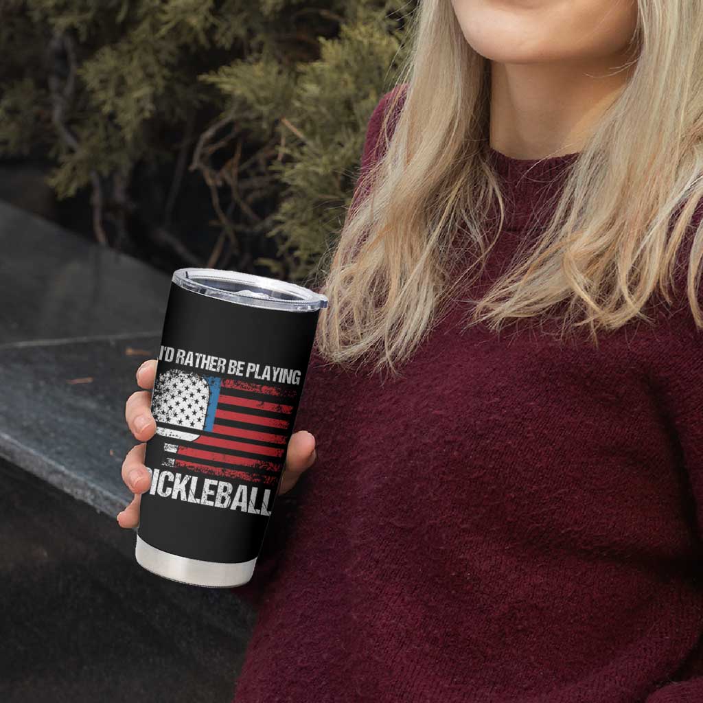 Funny Pickleball Player Tumbler Cup US Flag Paddleball Lover