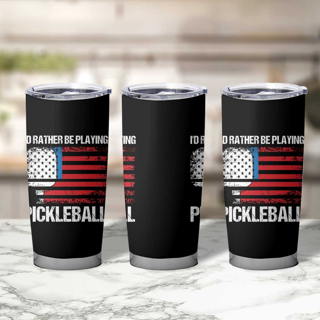 Funny Pickleball Player Tumbler Cup US Flag Paddleball Lover