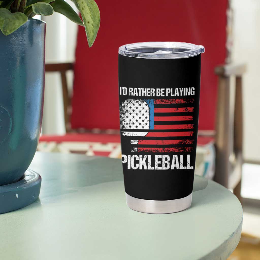 Funny Pickleball Player Tumbler Cup US Flag Paddleball Lover