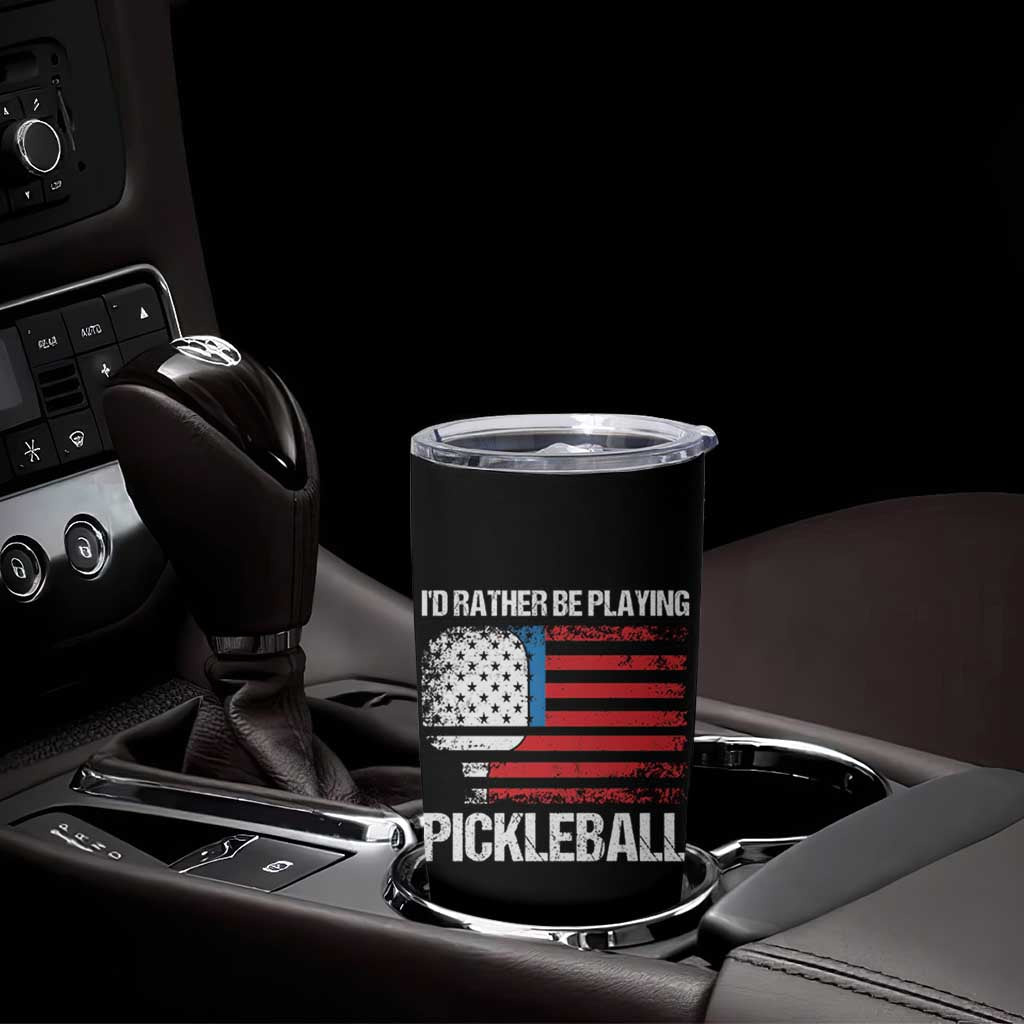 Funny Pickleball Player Tumbler Cup US Flag Paddleball Lover
