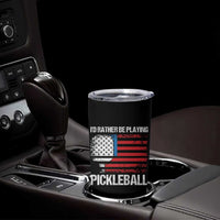 Funny Pickleball Player Tumbler Cup US Flag Paddleball Lover