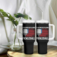 Funny Pickleball Player Tumbler With Handle US Flag Paddleball Lover