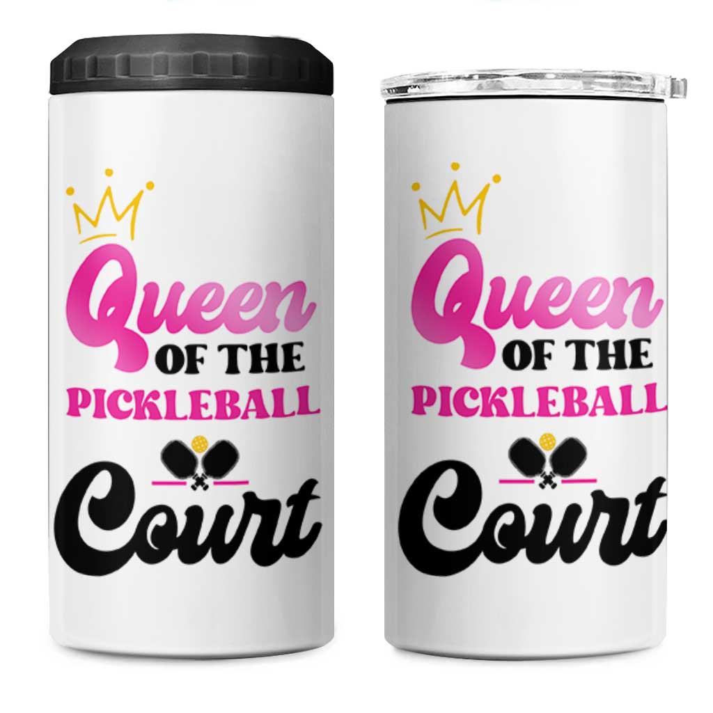 Pickleball Gifts For Women 4 in 1 Can Cooler Tumbler Queen Of The Court