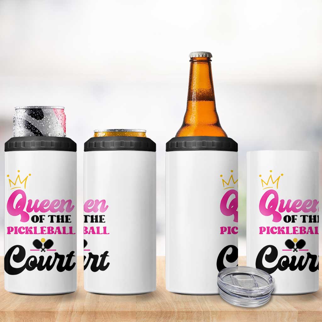 Pickleball Gifts For Women 4 in 1 Can Cooler Tumbler Queen Of The Court