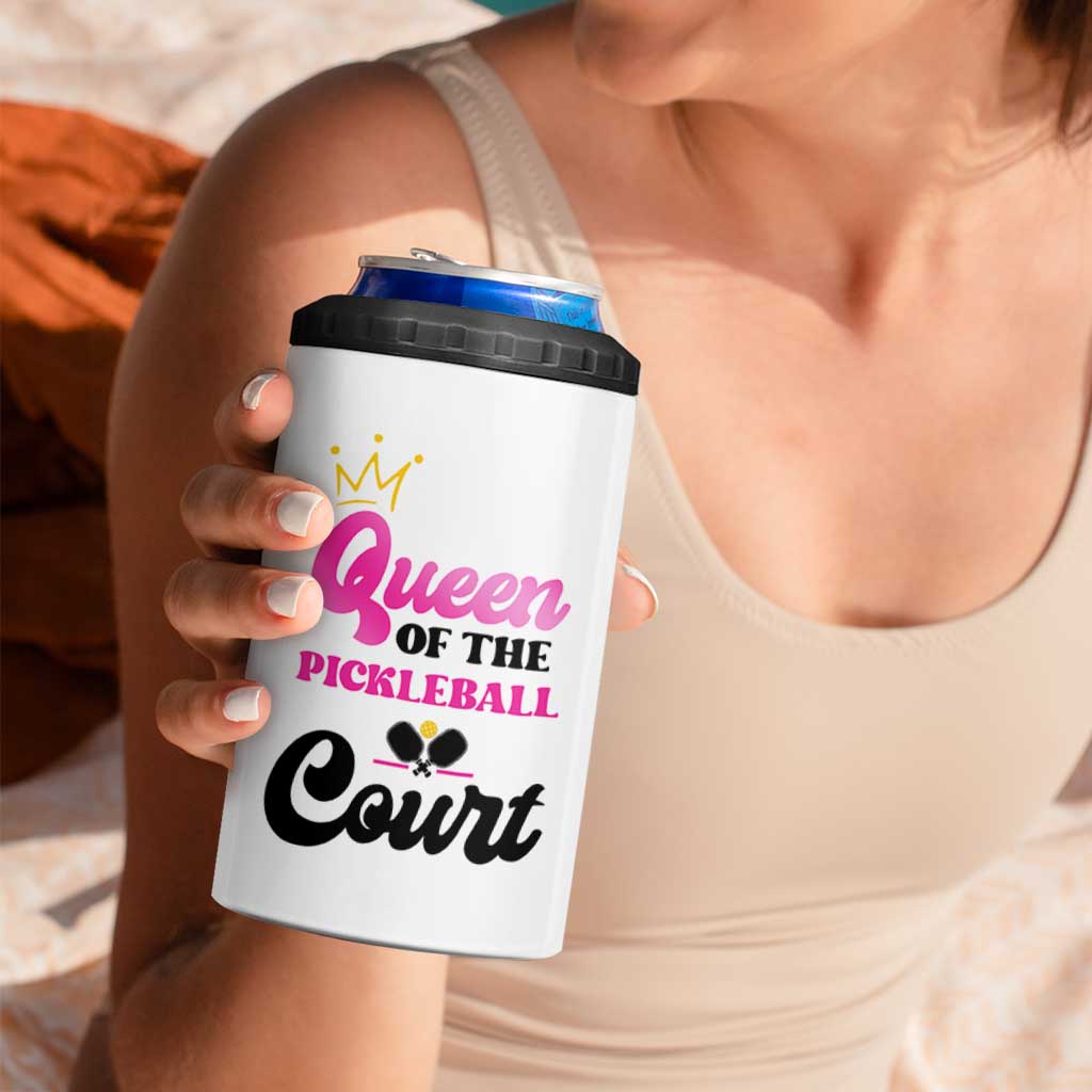 Pickleball Gifts For Women 4 in 1 Can Cooler Tumbler Queen Of The Court