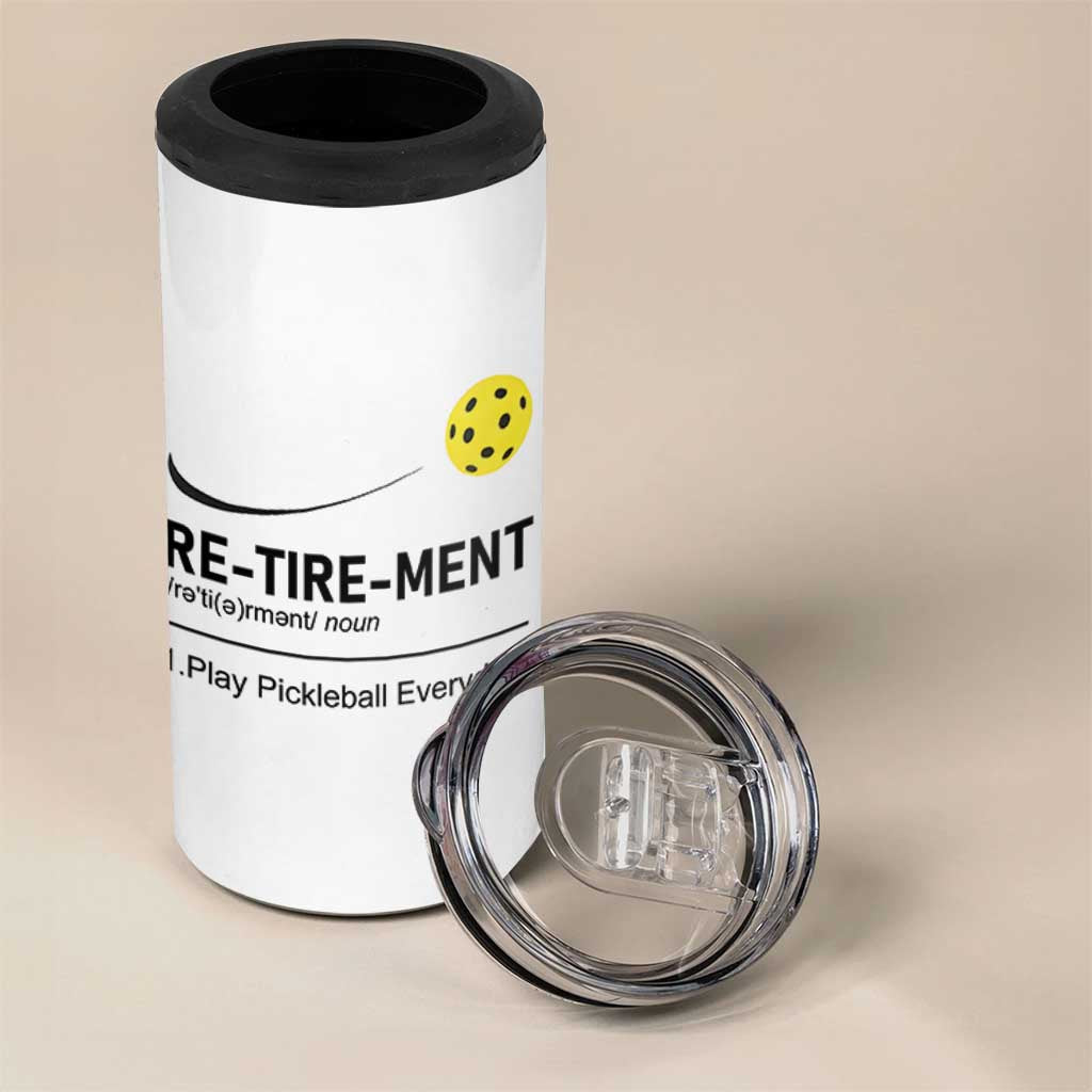 Pickleball Lover Retirement 4 in 1 Can Cooler Tumbler Funny Pickle Ball Player Retiree