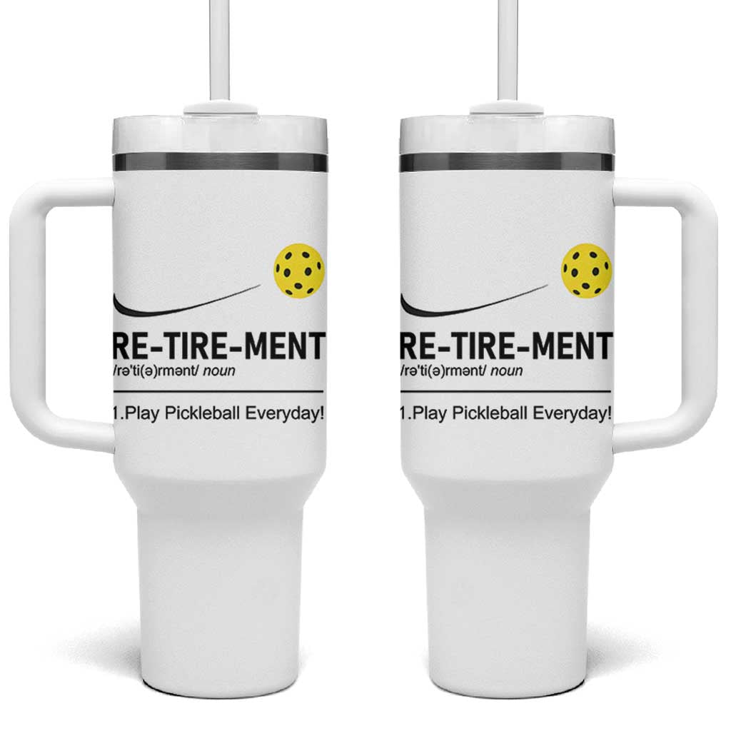 Pickleball Lover Retirement Tumbler With Handle Funny Pickle Ball Player Retiree