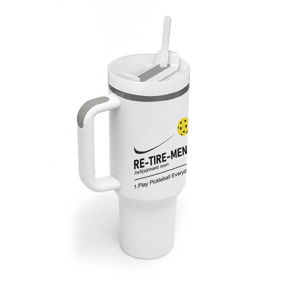 Pickleball Lover Retirement Tumbler With Handle Funny Pickle Ball Player Retiree