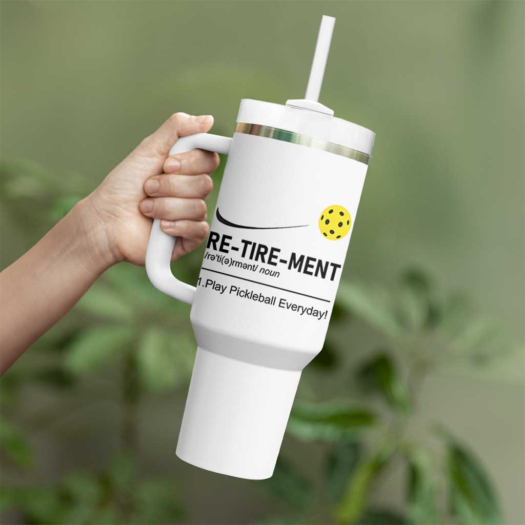Pickleball Lover Retirement Tumbler With Handle Funny Pickle Ball Player Retiree