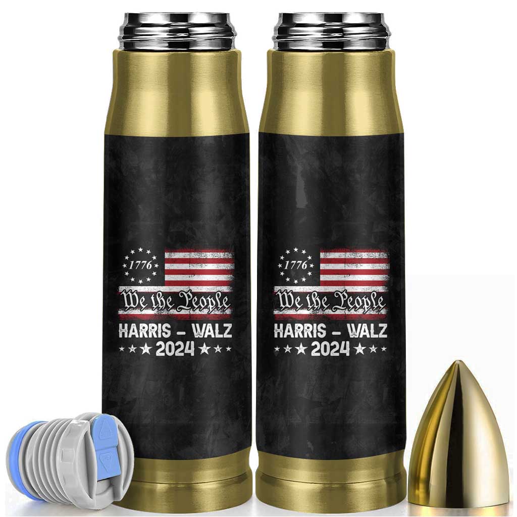 Harris Walz Waltz 2024 Bullet Tumbler US Flag Madam President Democratic 4th Of July