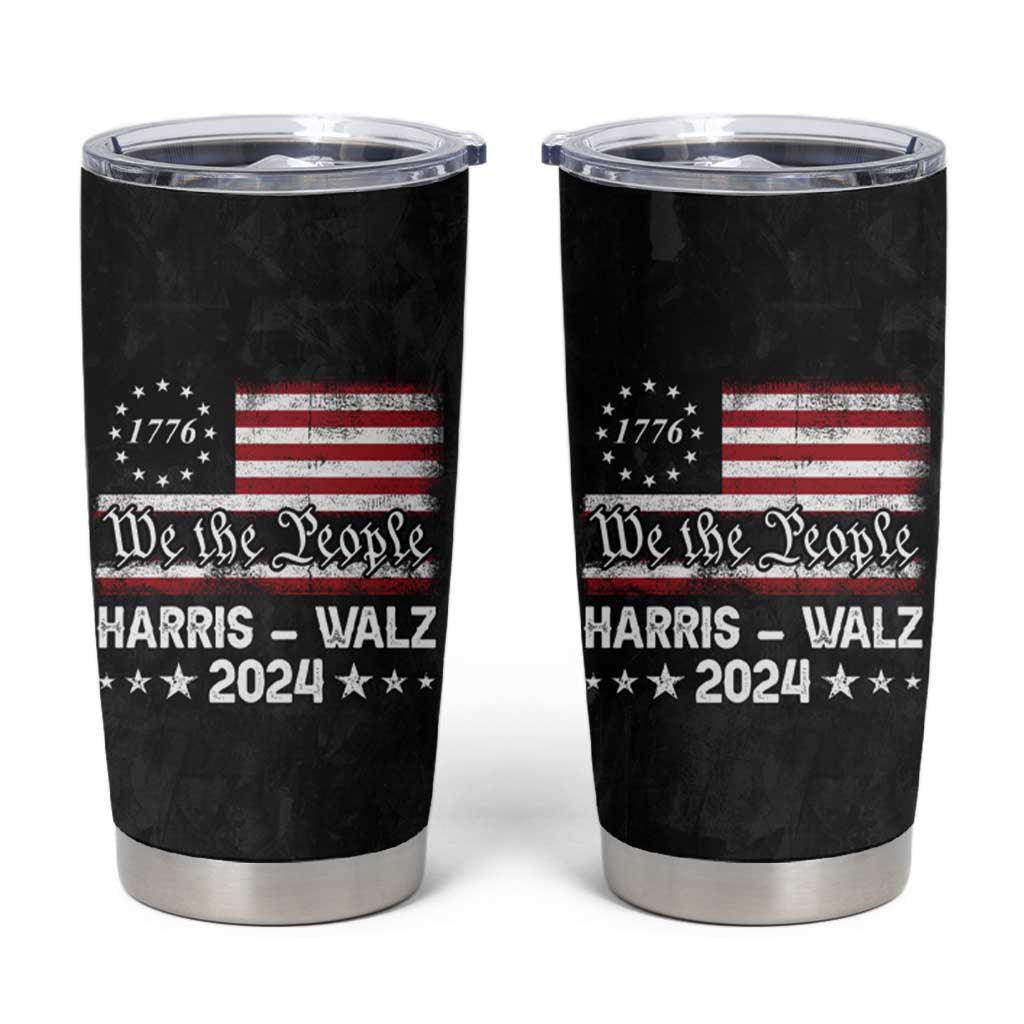 Harris Walz Waltz 2024 Tumbler Cup US Flag Madam President Democratic 4th Of July - Wonder Print Shop