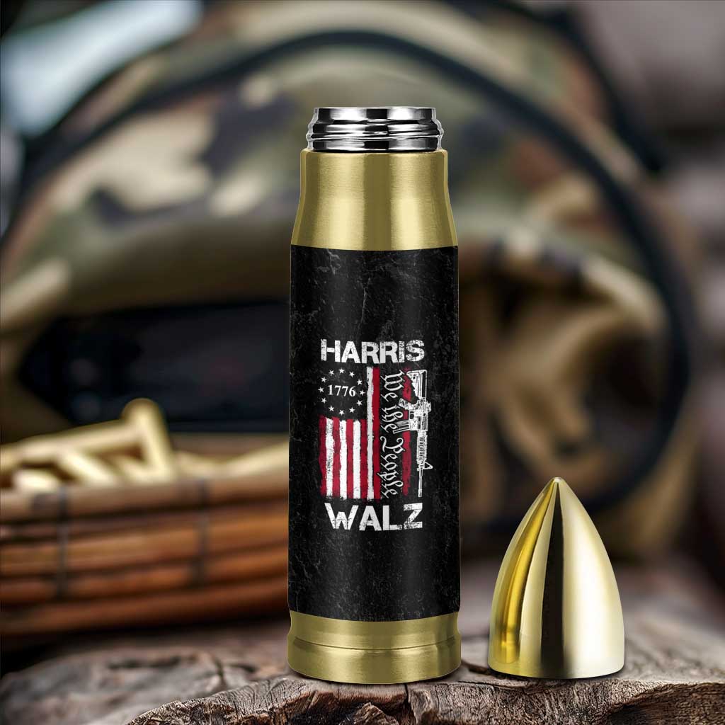 Harris Walz Waltz 2024 Bullet Tumbler US Flag Gun Democratic Madam President 4th Of July