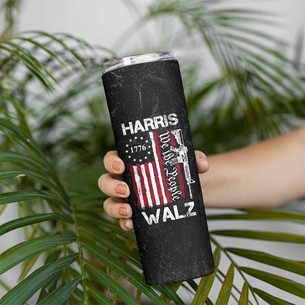 Harris Walz Waltz 2024 Skinny Tumbler US Flag Gun Democratic Madam President 4th Of July - Wonder Print Shop