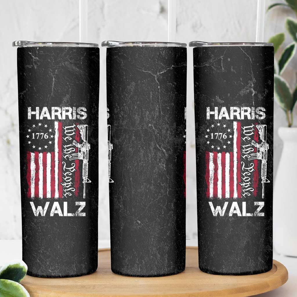 Harris Walz Waltz 2024 Skinny Tumbler US Flag Gun Democratic Madam President 4th Of July - Wonder Print Shop