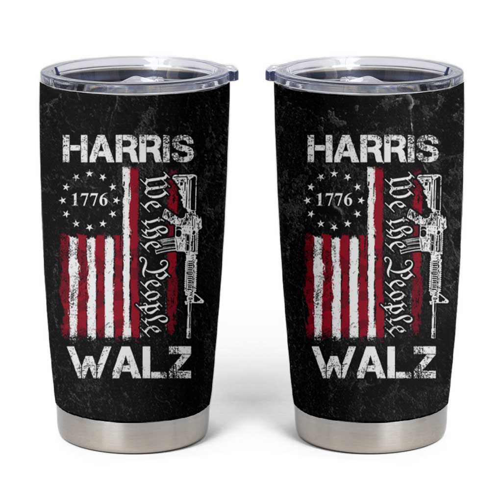 Harris Walz Waltz 2024 Tumbler Cup US Flag Gun Democratic Madam President 4th Of July - Wonder Print Shop
