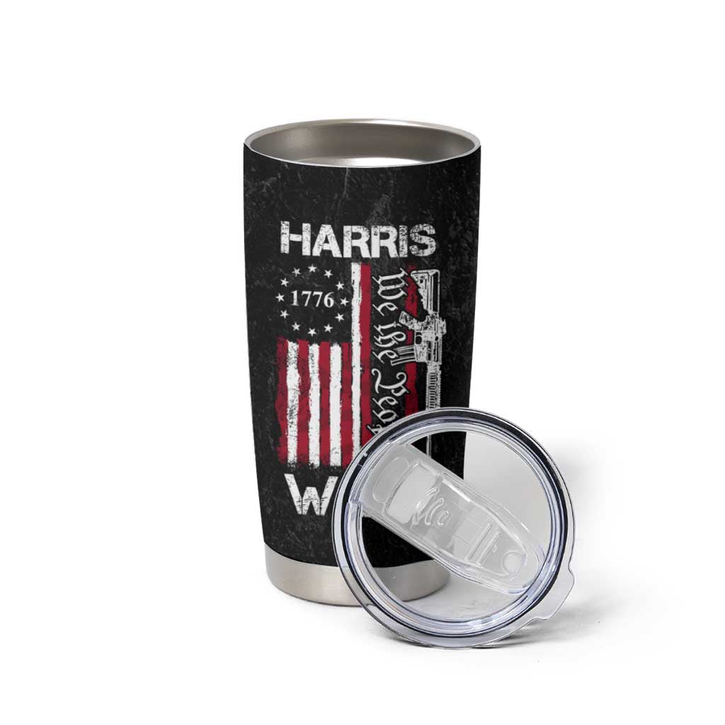 Harris Walz Waltz 2024 Tumbler Cup US Flag Gun Democratic Madam President 4th Of July - Wonder Print Shop