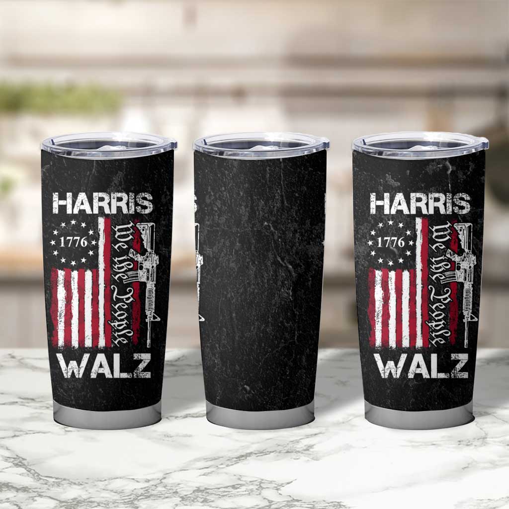 Harris Walz Waltz 2024 Tumbler Cup US Flag Gun Democratic Madam President 4th Of July - Wonder Print Shop